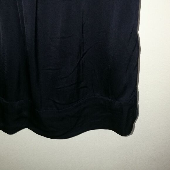 MASSIMO DUTTI Navy Lightweigth Flowy Faux Wrap V Neck Tank Top Size 8 - Picture 3 of 11